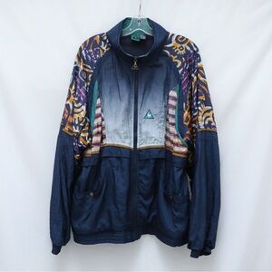 Le Coq Sportif Vintage Windbreaker Track Suit Jacket Navy Multicolor Mens XL